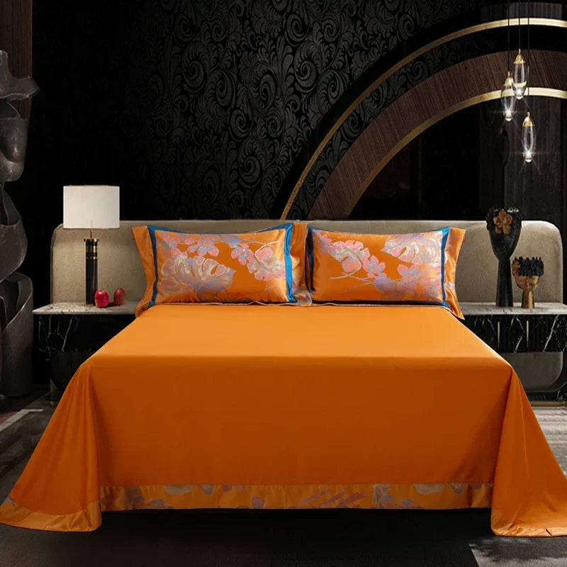 DecorBites™ Egyptian Cotton Silk Jacquard Bedding Set for Queen King Size Linens