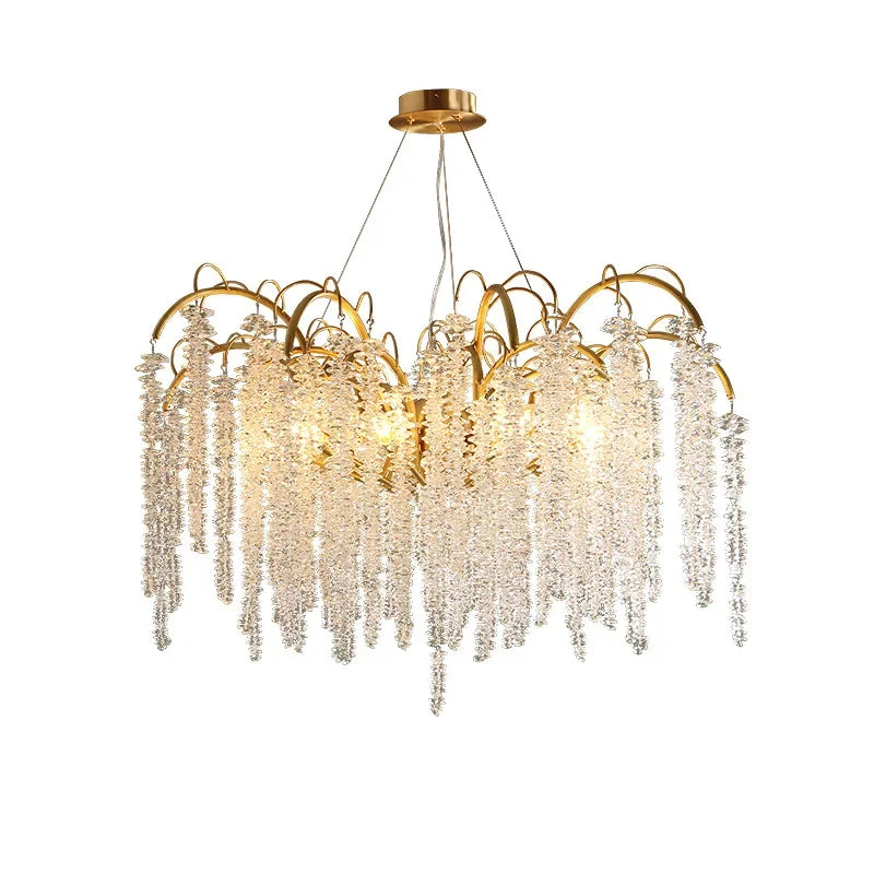 ثريات كريستال LED زجاجية ذهبية من DecorBites™ لديكور غرف الطعام الفاخرة