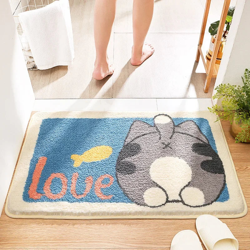 DecorBites™ Cartoon Animal Bathroom Carpet - Non-slip Absorbent Soft Bath Rug