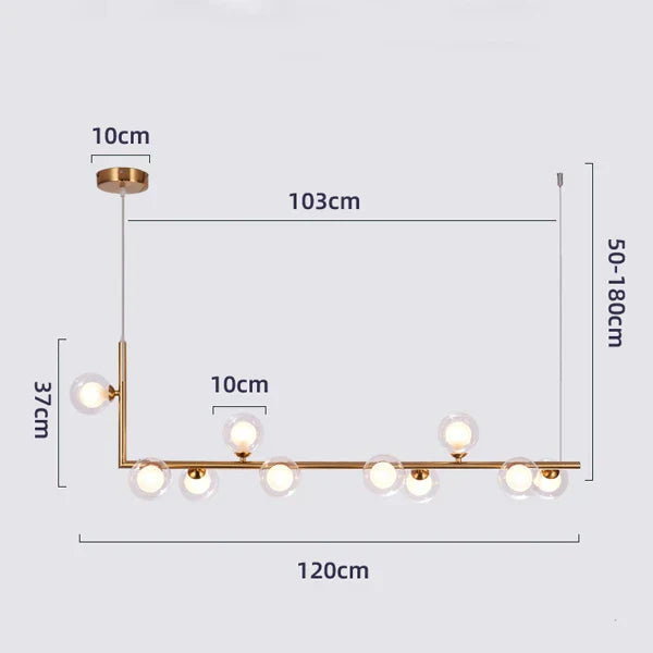DecorBites™ Glass Black Chandelier Pendant Lamp Nordic Modern Living Room Light