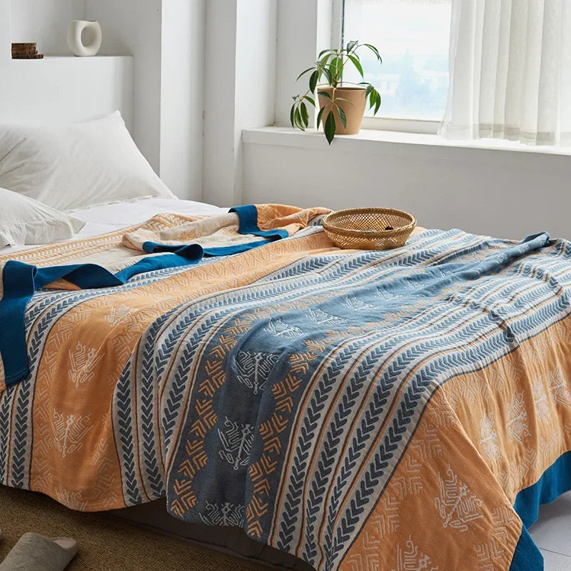 DecorBites™ Cotton Gauze Towel Throw Blanket - Soft and Cozy Bedspread for All Seasons