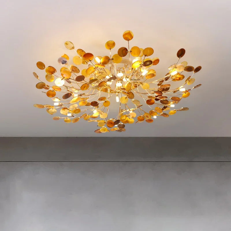 مصباح سقف DecorBites™ Leaf Agate: تصميم إسكندنافي عصري من اليشم لغرفة المعيشة والمطعم وغرفة النوم