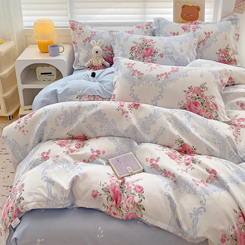 DecorBites™ Cotton Printed Bedding Set: Cozy, Breathable, All Seasons Comforter Set
