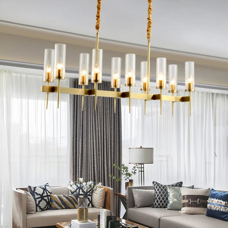 DecorBites™ Gold Metal Glass LED Pendant Lights Chain Hanging Lamp