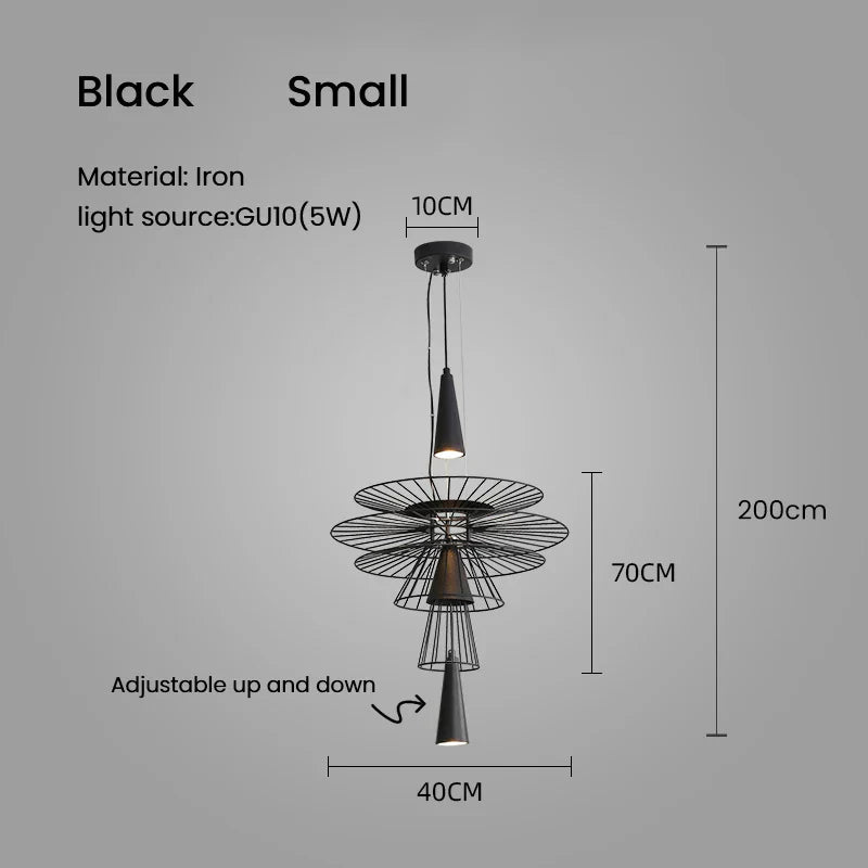 DecorBites™ Iron Mesh Gravity Suspension Lamp in Black - Industrial Pendant for Home Décor