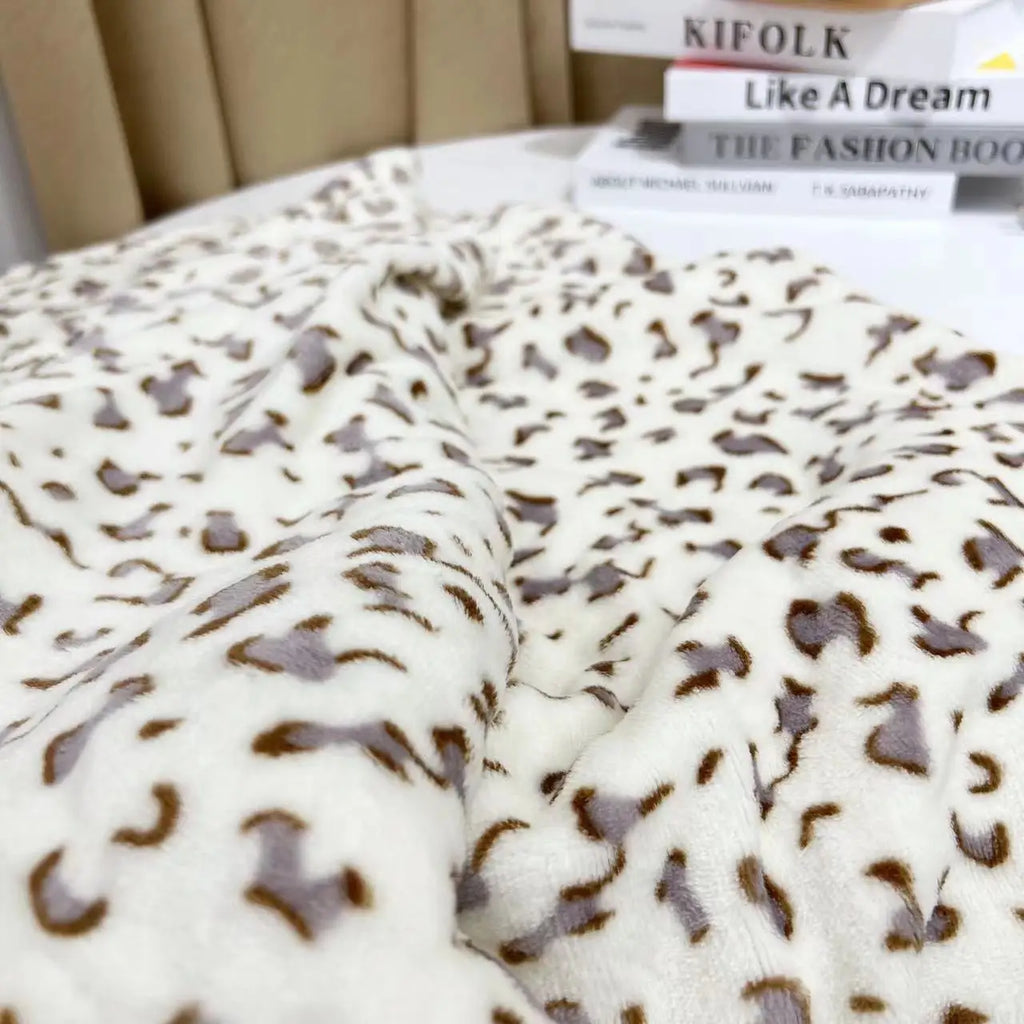 DecorBites™ Leopard Print Warm Blanket for Office, Dorm, and Sofa