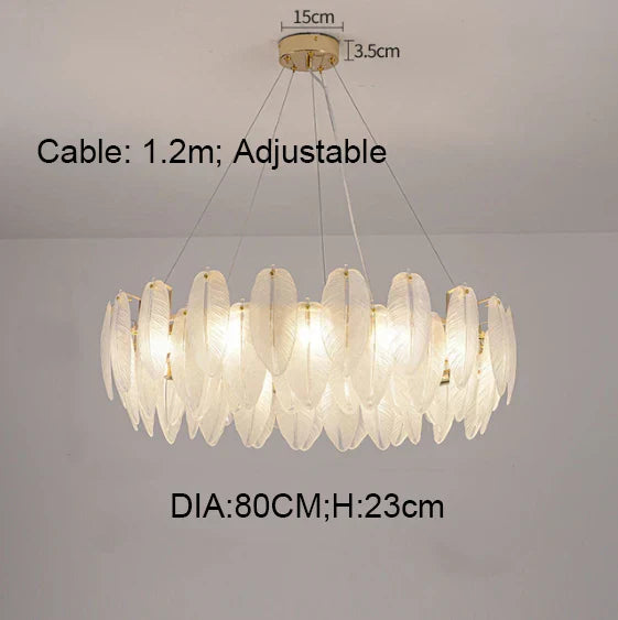 DecorBites™ ثريا ريش ذهبية بإضاءة LED معلقة لديكور المنزل