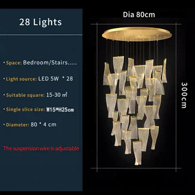 مصباح قلادة أكريليك LED من DecorBites™ لثريا درج حديثة فاخرة
