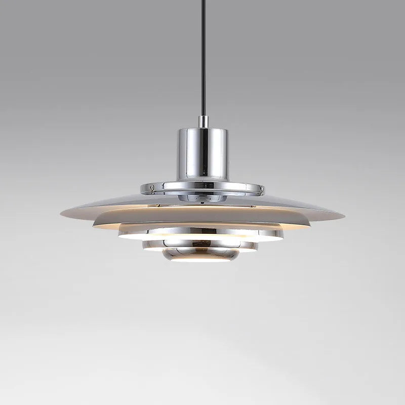 Art Deco White and Silver Aluminum Pendant Light