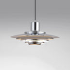 Art Deco White and Silver Aluminum Pendant Light