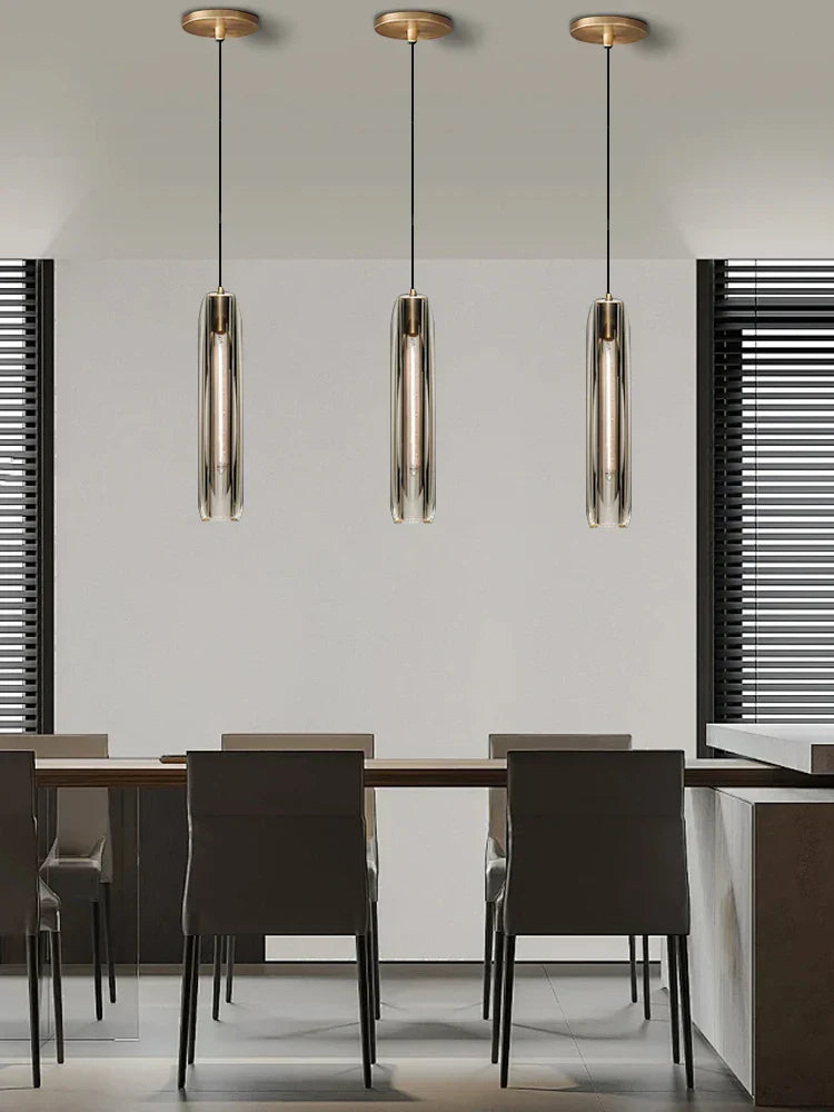 DecorBites™ Crystal Copper Pendant Lights Gold Home Decor Glass Hanging Lamp