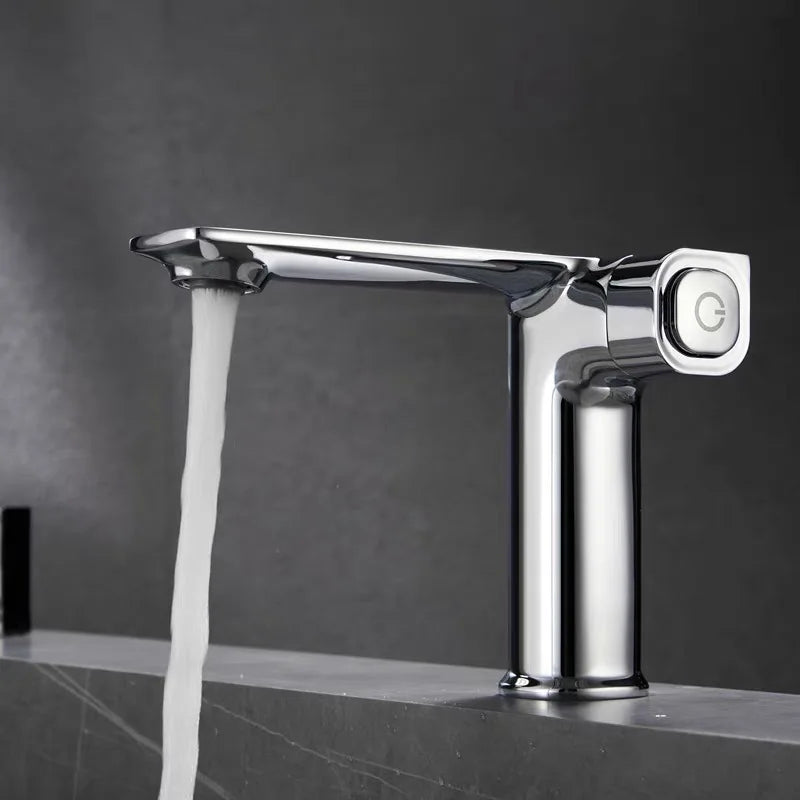 DecorBites™ Gray Sink Mixer with Memory Switch Single Handle Deck Mounted Tap