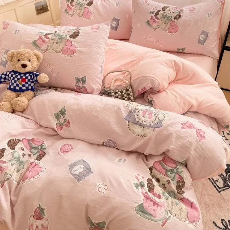 طقم لحاف قطني بتصميم كرتوني مريح من DecorBites™ للكبار