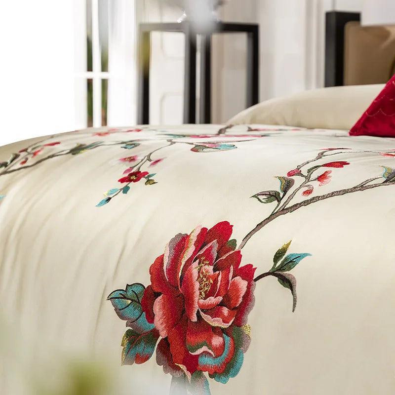 DecorBites™ 200S Embroidery Egyptian Cotton Bedding Set - Queen King Linens