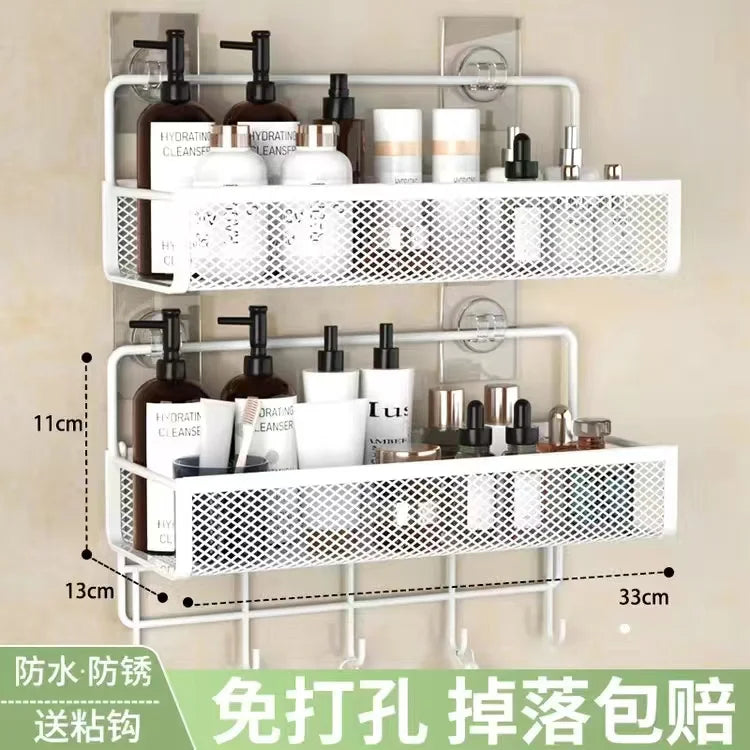 DecorBites™ Bathroom & Kitchen Wall Shelf Organizer - Square Shampoo Storage Rack