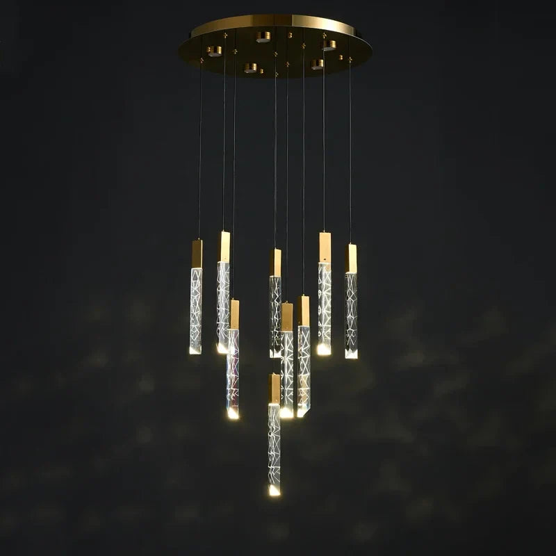 DecorBites™ ثريا ذهبية كريستال LED لغرفة المعيشة الحديثة في الدور العلوي/السلالم