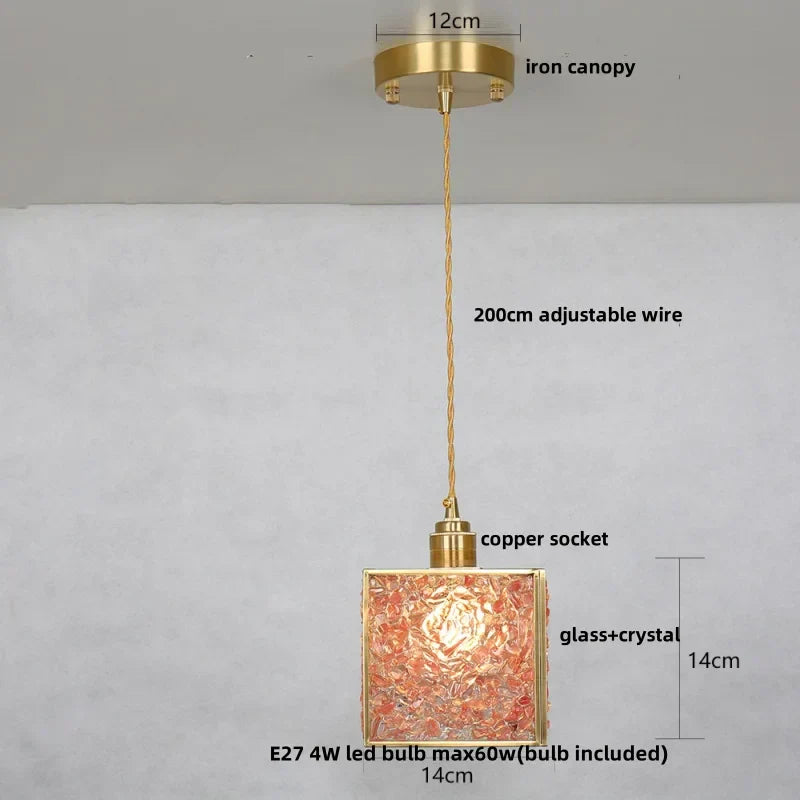 DecorBites™ Crystal Glass LED Pendant Lamp with Adjustable Copper Socket for Modern Luxury Décor