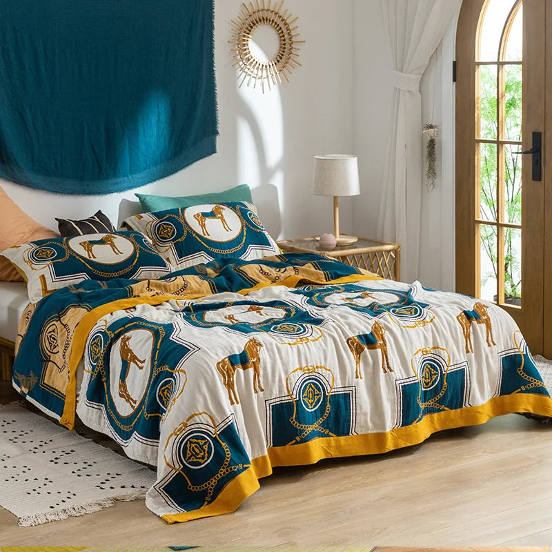 Couverture Serviette en Gaze de Coton DecorBites™ - Jacquard Double Face Teint en Fil pour Adultes et Enfants