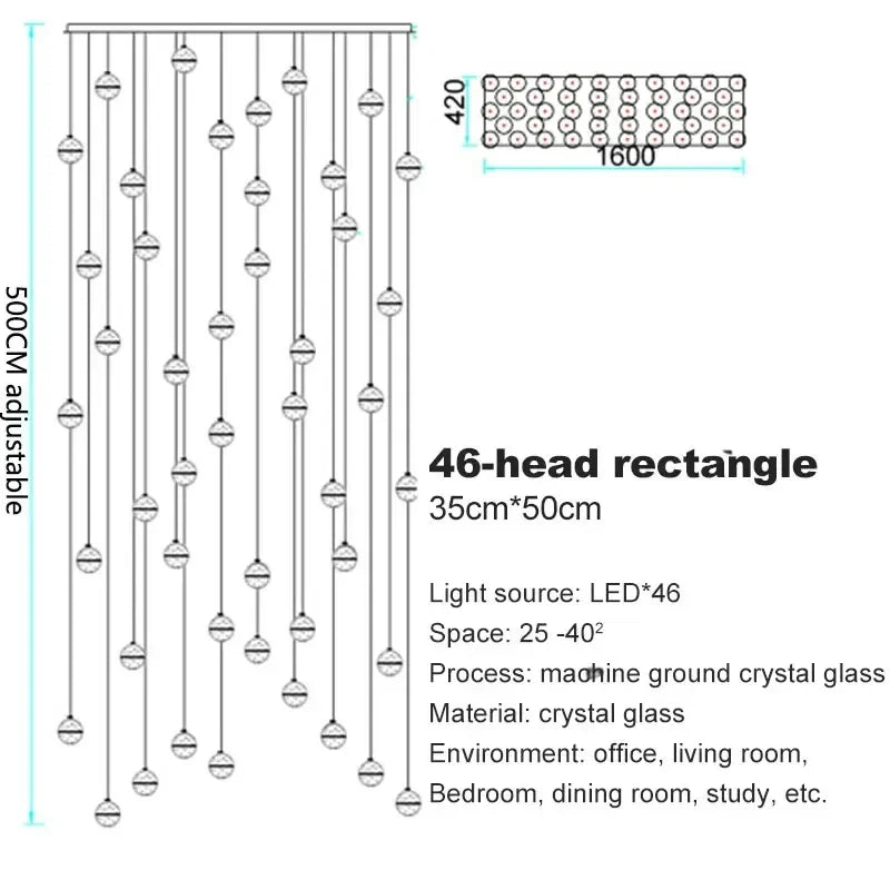 Modern Spiral Crystal Ball Staircase Pendant Chandelier