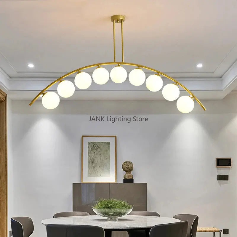ثريا DecorBites™ الكروية الزجاجية الذهبية LED للديكور العصري البسيط في المطبخ وغرفة النوم