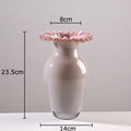 DecorBites™ Pink Flower Edge Glass Vase: Desk Hydroponics Plant Pot for Floral Arrangement