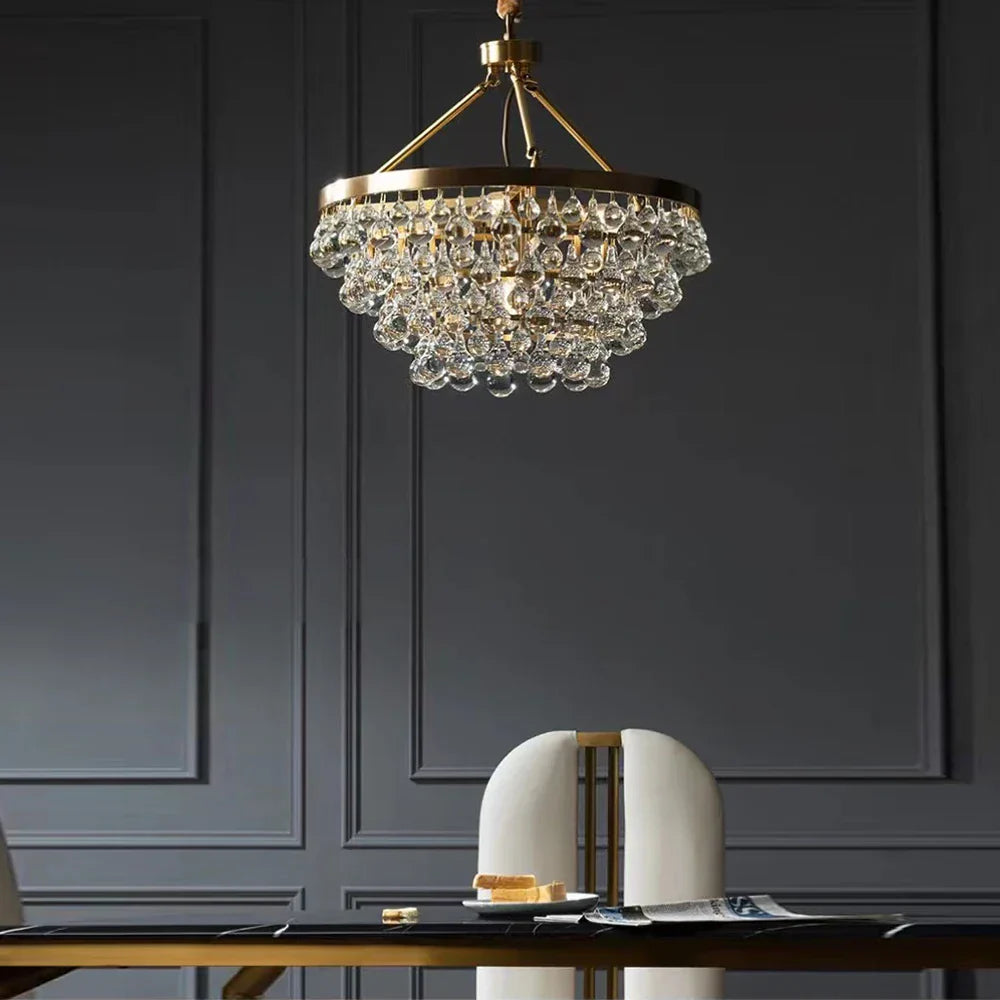 DecorBites™ Black Crystal Bead Ceiling Chandelier - Modern Classic for Living Room & Dining Table