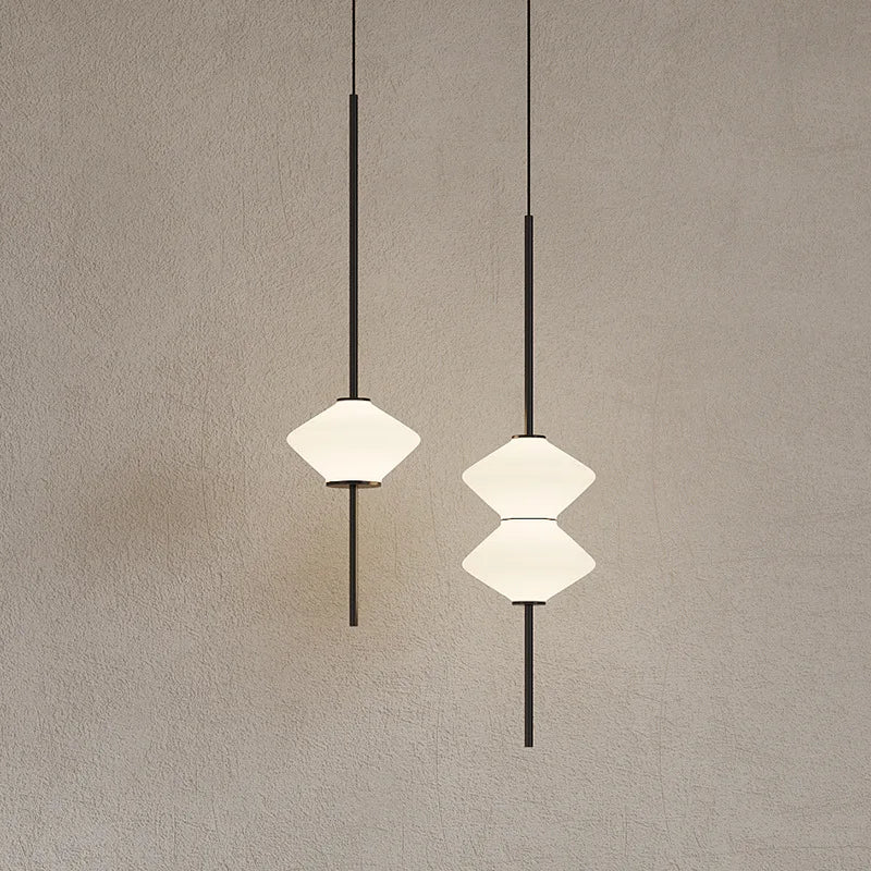 Art Deco White Glass Pendant Light With Gold Metal Wire