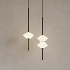 Art Deco White Glass Pendant Light With Gold Metal Wire