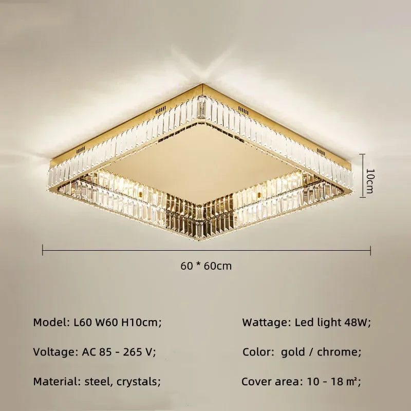 مصابيح سقف DecorBites™ الكريستالية LED القابلة للتعتيم: مصباح مربع حديث من الفولاذ لغرفة المعيشة