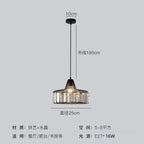 Nordic Crystal Round Pendant Light in Black Iron