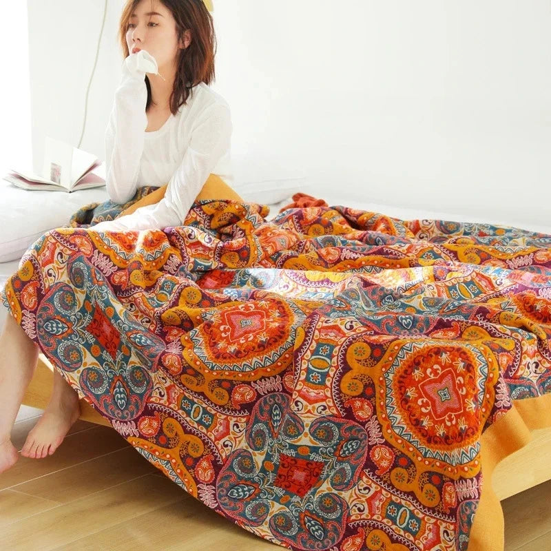 DecorBites™ Cotton Gauze Boho Throw Blanket