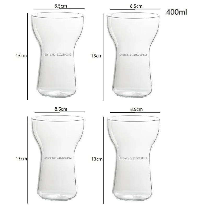 DecorBites™ Glass Drink Cup Set for Home Cafe Bar Heat Insulation Juice Tea Transparent