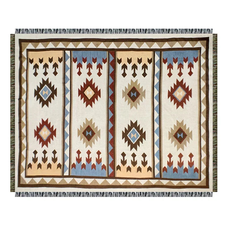 DecorBites™ Geometric Cotton Knitted Sofa Blanket & Tapestry