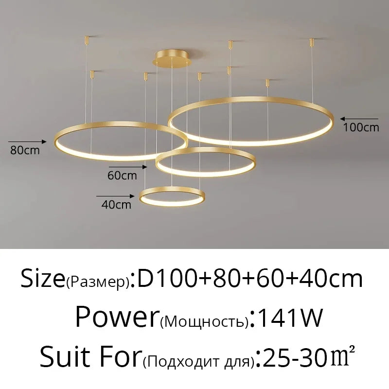 مصباح قلادة حلقي LED أكريليك DecorBites™، تصميم حديث بسيط للثريا الفنية