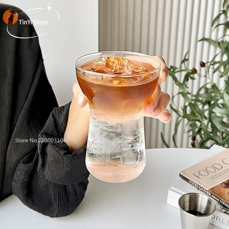 DecorBites™ Glass Drink Cup Set for Home Cafe Bar Heat Insulation Juice Tea Transparent