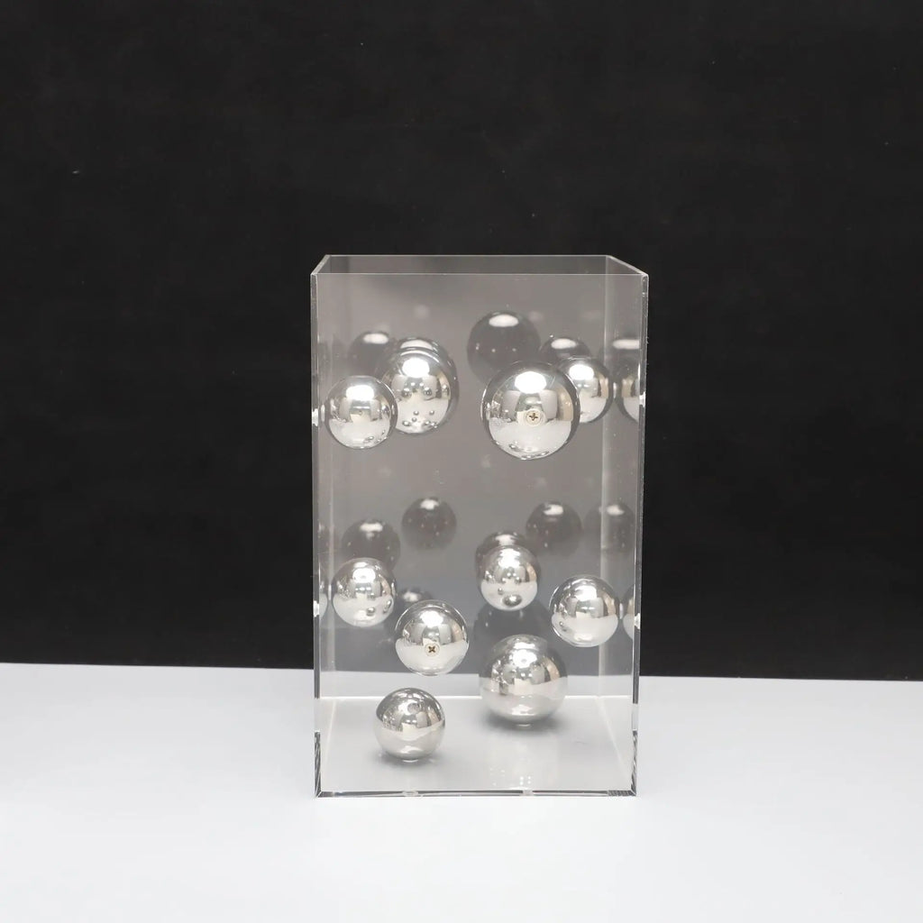 DecorBites™ Abstract Metal Ball Artworks in Transparent Acrylic Container Boxes