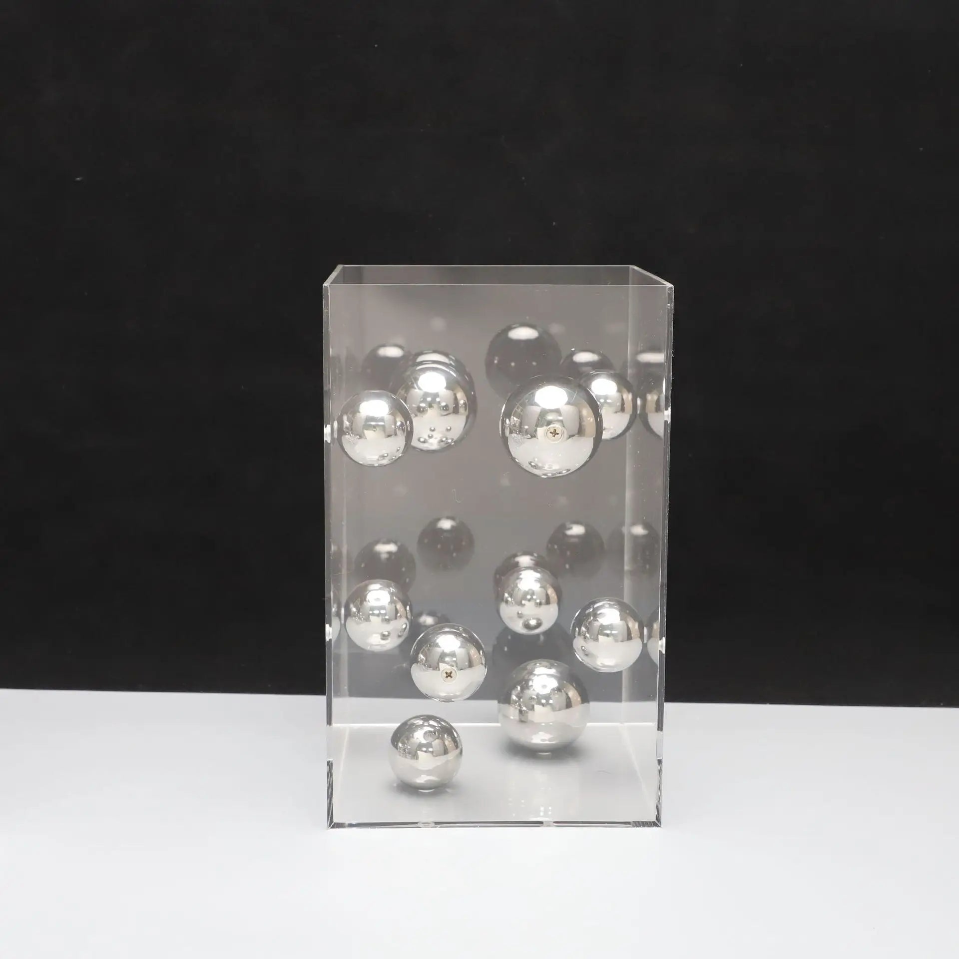 DecorBites™ Abstract Metal Ball Artworks in Transparent Acrylic Container Boxes