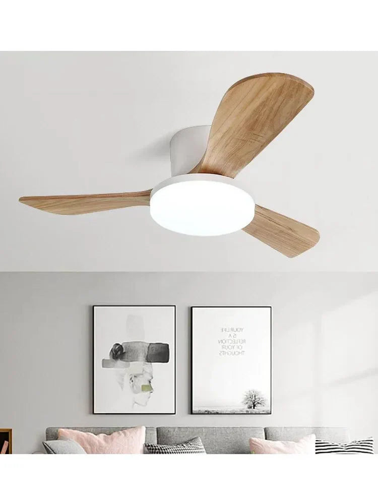 DecorBites™ 52" DC Wood Ceiling Fan Light Remote Control Living Bedroom LED 35W