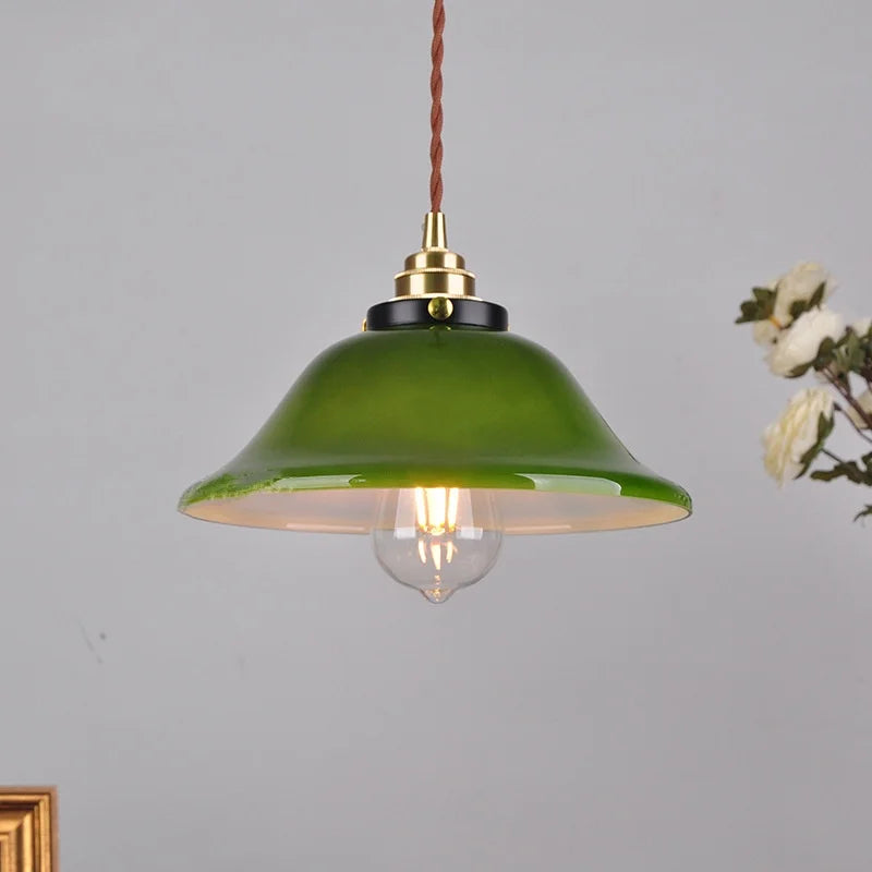 فانوس قلادة زجاجي أخضر DecorBites™ بإضاءة LED قابلة للتعديل لديكور المنزل الشمالي الحديث