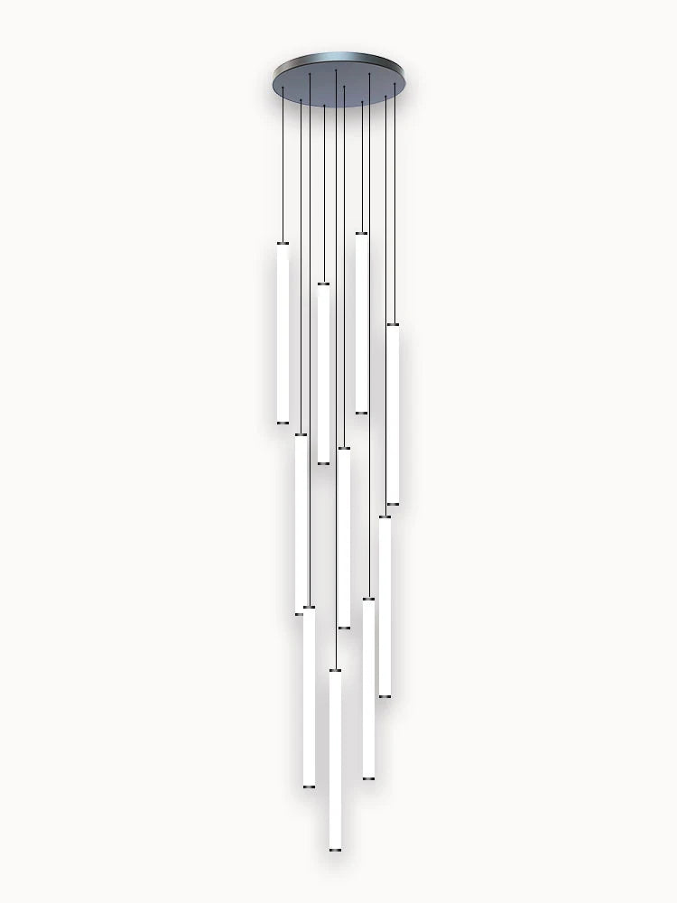 DecorBites™ Loft Black Chandelier: Acrylic Villa Ceiling Lamp for Living Room & Staircase