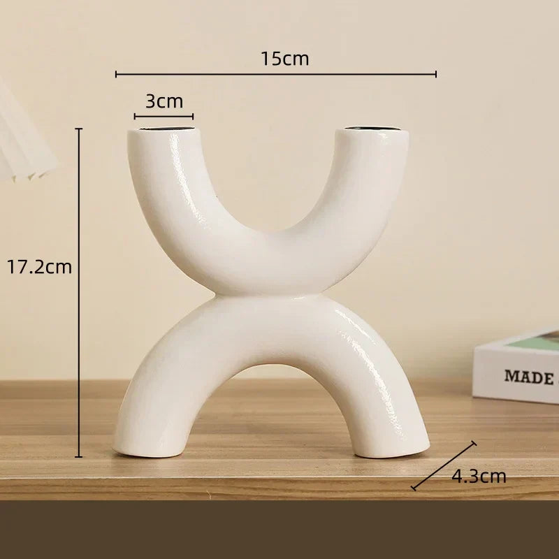 DecorBites™ Geometric Ceramic Candle Holder Ornaments - Home Decor Accessories