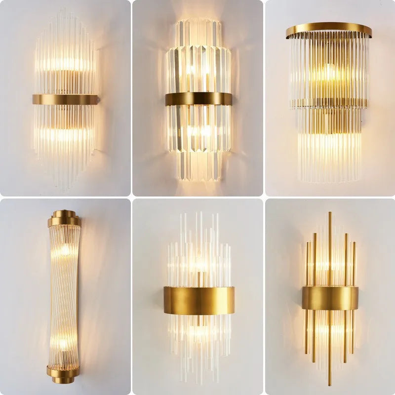 أضواء جدارية كريستالية ذهبية LED DecorBites™ لغرفة النوم وغرفة المعيشة وديكور المنزل