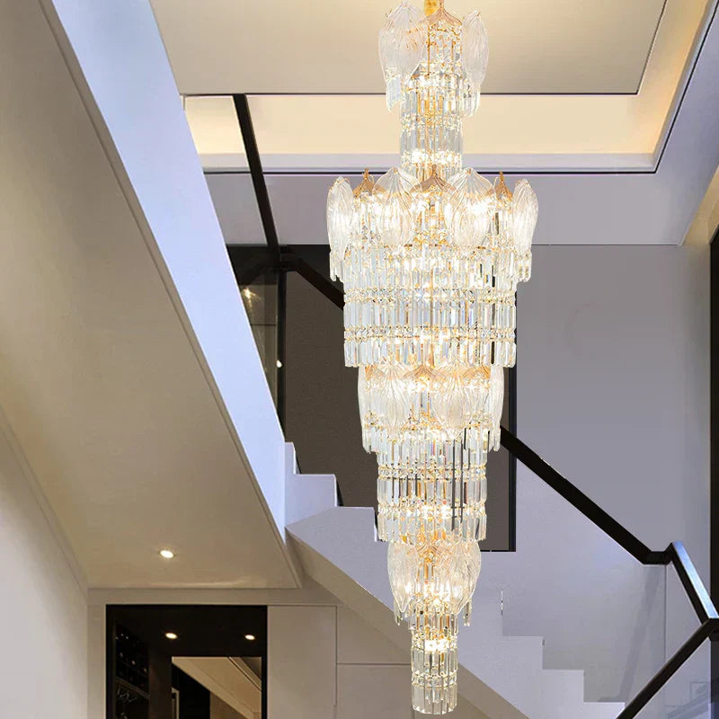 DecorBites™ Crystal European Long Chandelier for Elegant Living Room Décor