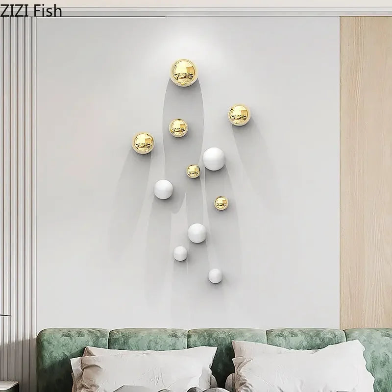 ديكورات جدارية كروية ذهبية DecorBites™ لجماليات الغرفة وعرض خلفية المعيشة