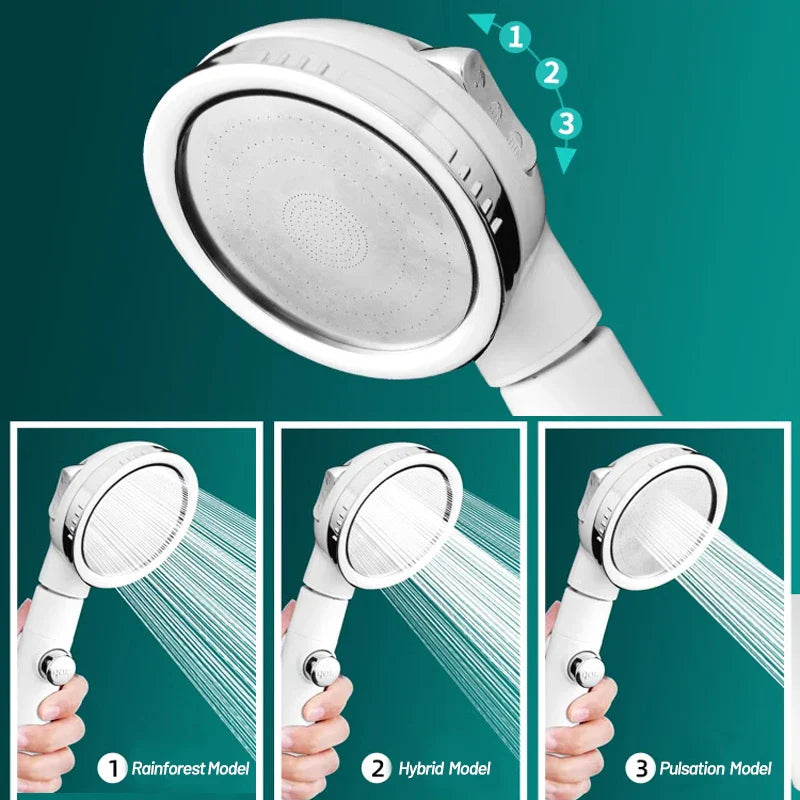DecorBites™ 3-Mode High Pressure Shower Head with Hose - Water Saving Nozzle