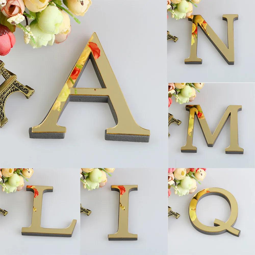 DecorBites™ 3D Mirror Alphabet Letters Wall Decor for Home, Parties, and Weddings