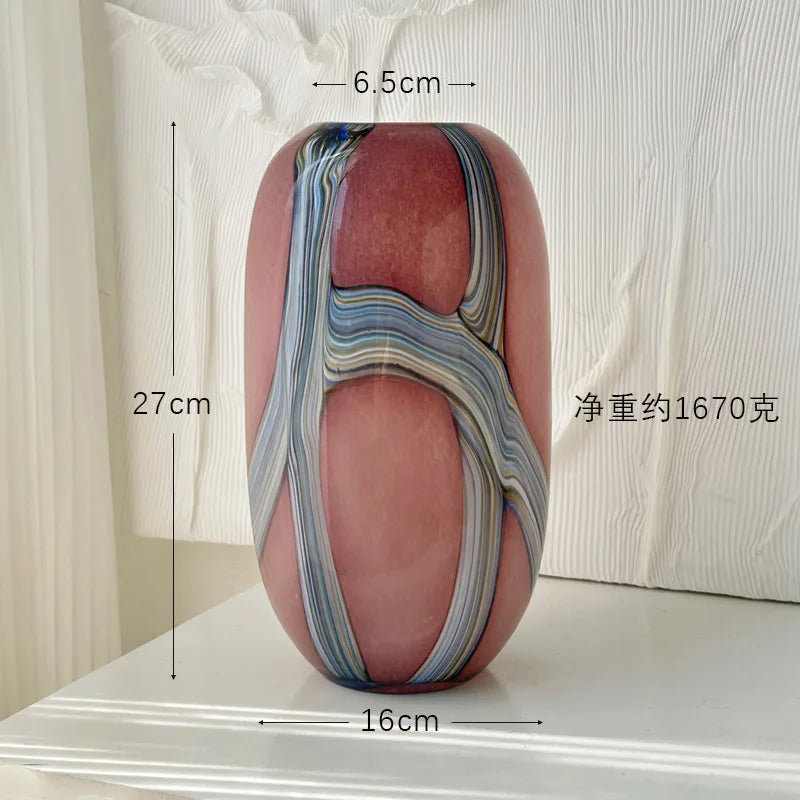 DecorBites™ Irregular Geometric Graffiti Glass Vase for Floral Arrangement and Home Decoration