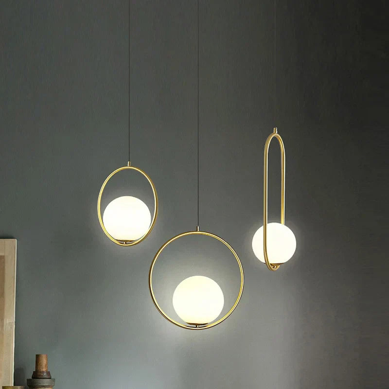 DecorBites™ Glass Ball Pendant Lamp: Elegant Dining Room Light Fixture, Gold Finish