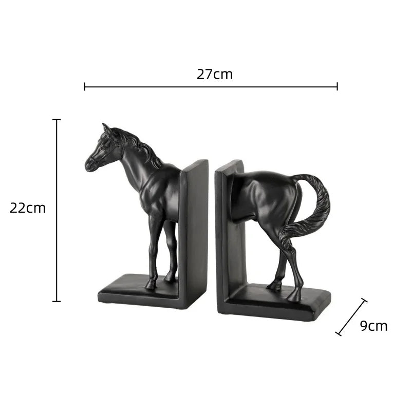 "DecorBites™ Dark Horse Stallion Resin Figurine for Home Decor Bookshelf Storage"