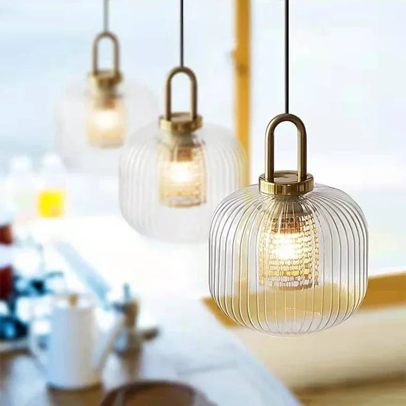 فوانيس زجاجية معلقة بخطوط إضاءة LED من DecorBites™ لديكور منزلي أنيق داخلي
